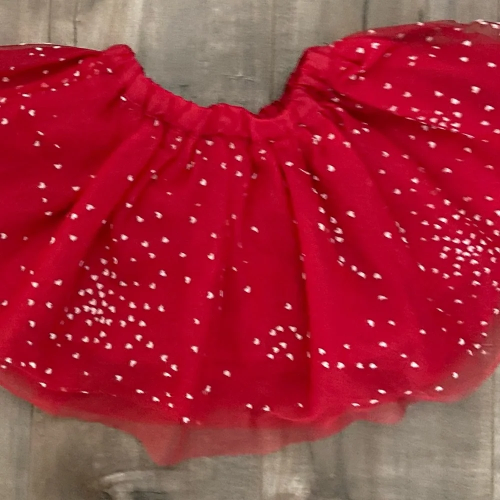 Gymboree Red Tulle Heart Pattern Skirt